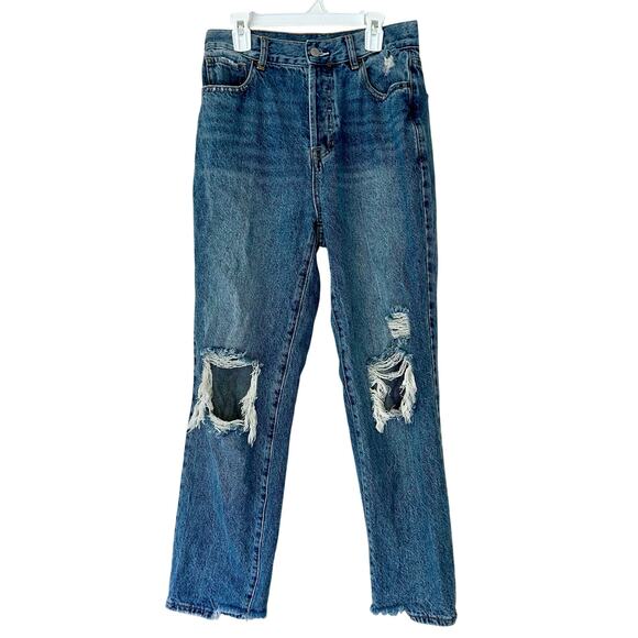 Pac Sun Denim - Pac Sun high rise straight leg distressed faded denim grunge thrashed 4 / 27